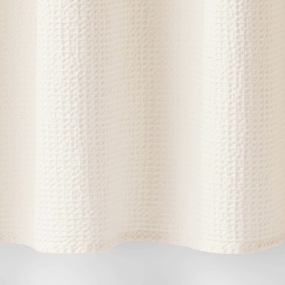 Oversized Relaxed Waffle Weave Shower Curtain Ivory- Threshold - Picture 4 of 10